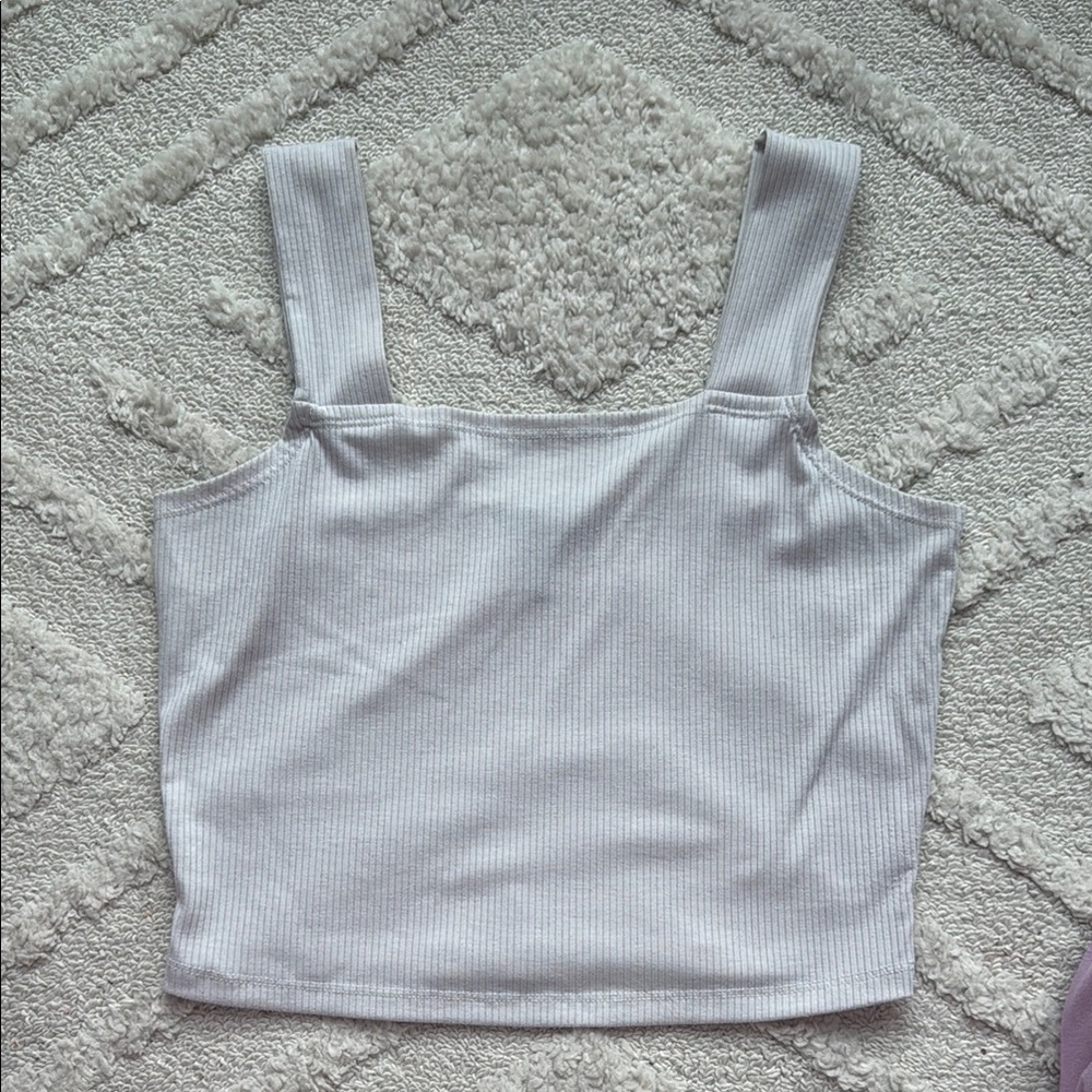 Aqua Women's Ribbed White Tank Top